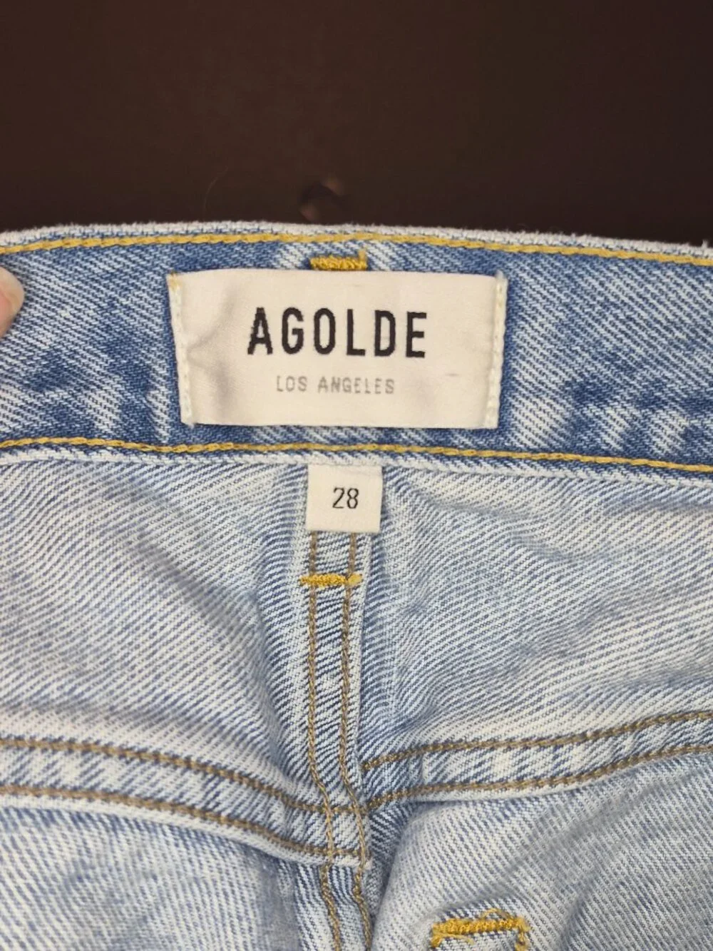 AGOLDE Women's Parker Long Denim Shorts Size: 28 Distressed Hem